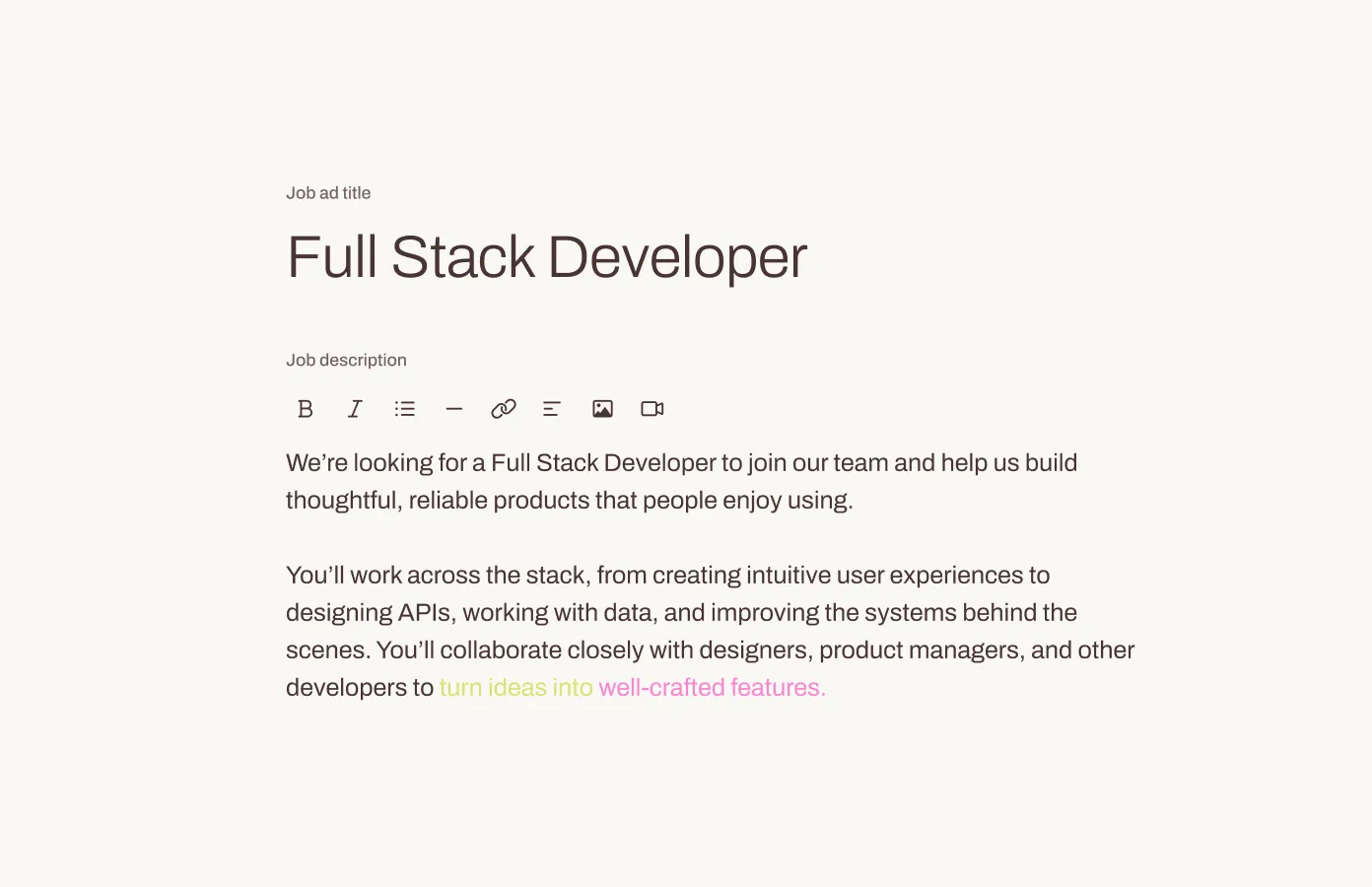 Job ads in seconds