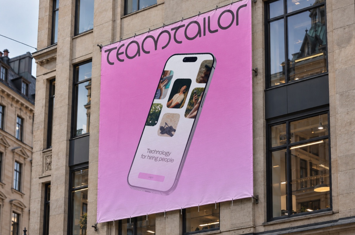 The new Teamtailor wordmark on a billboard