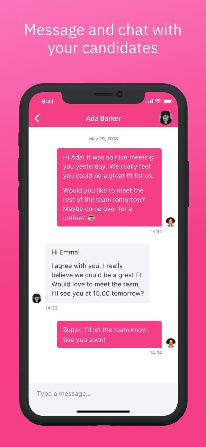 Teamtailor app message view