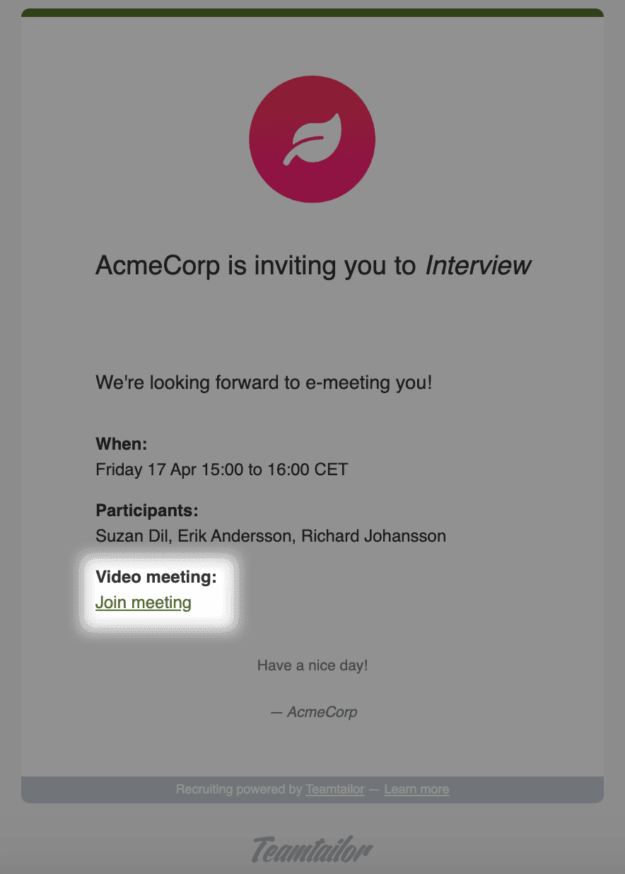 Video interviews email