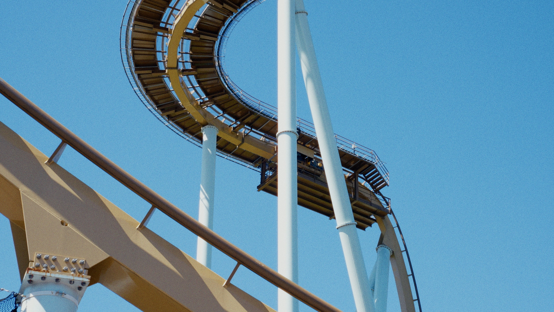 Roller coaster against a blue sky at Liseberg