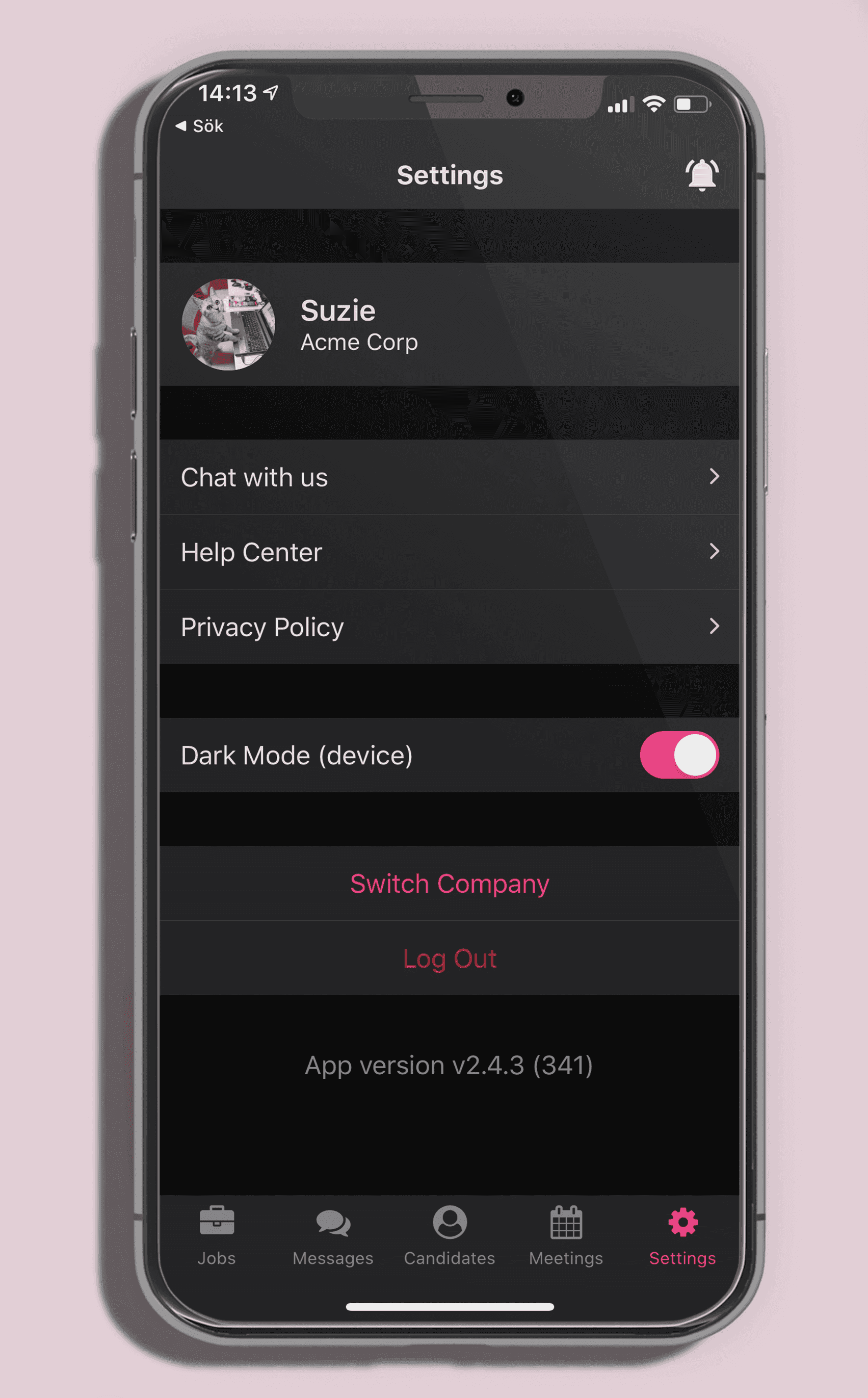 settings dark mode
