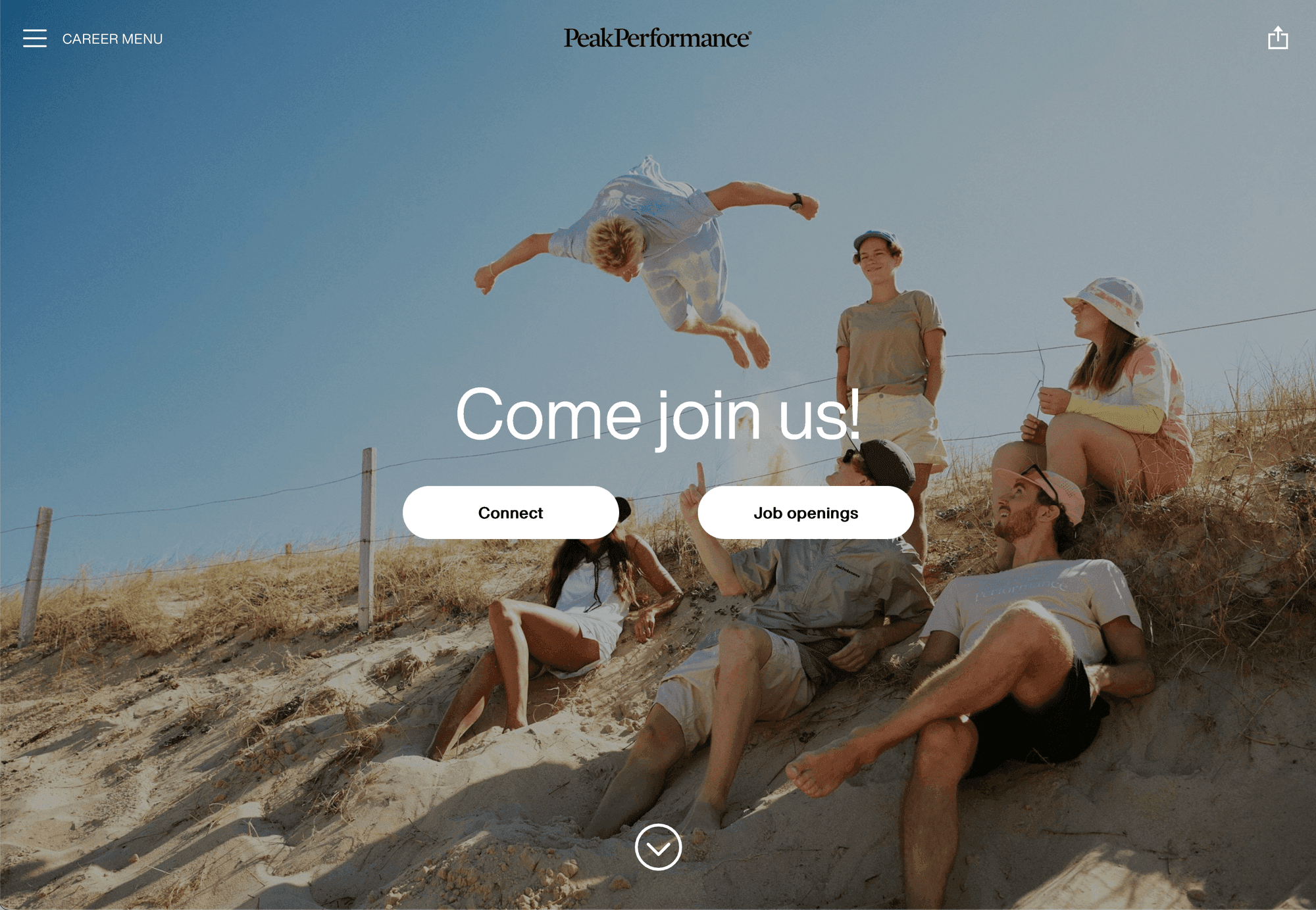 Screenshot of Peak Performance's career site built with Teamtailor